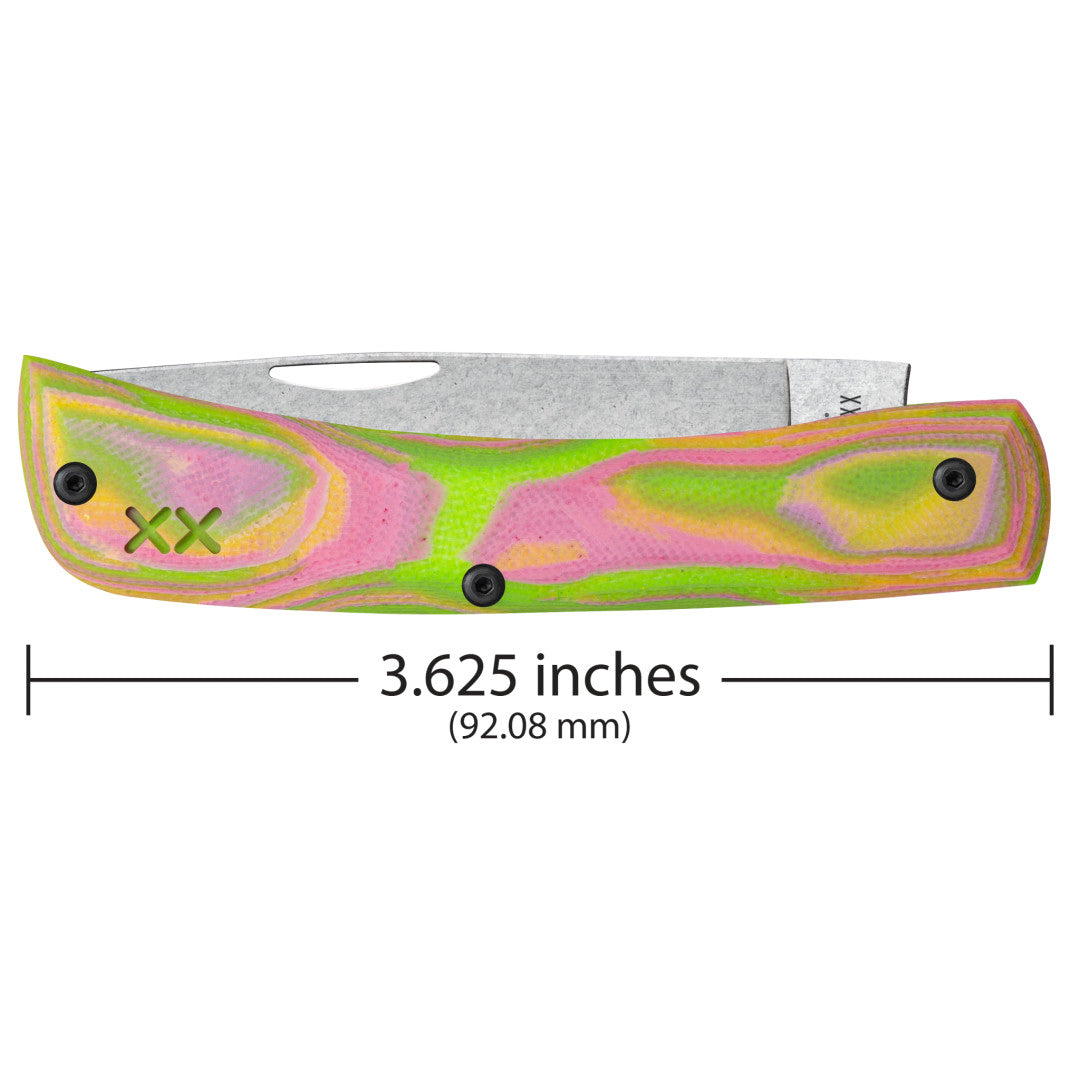 Crossroads™ Series - DayGlo/Lime/Pink Burl G-10 XR Sod Buster® Jr  Dimensions