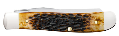 Rogers Jigged Burnt Amber Bone CS Mini Trapper Closed