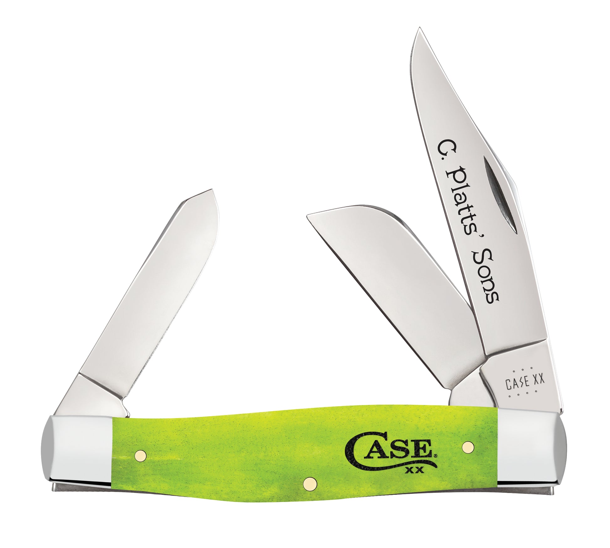 C. Platts' Sons - Smooth Lime Green Bone Large Stockman 6375 SS Front View