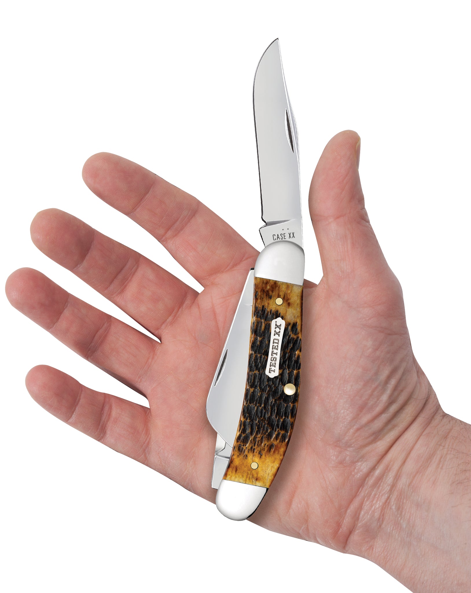 Rogers Jigged Burnt Amber Bone CS Sowbelly In Hand