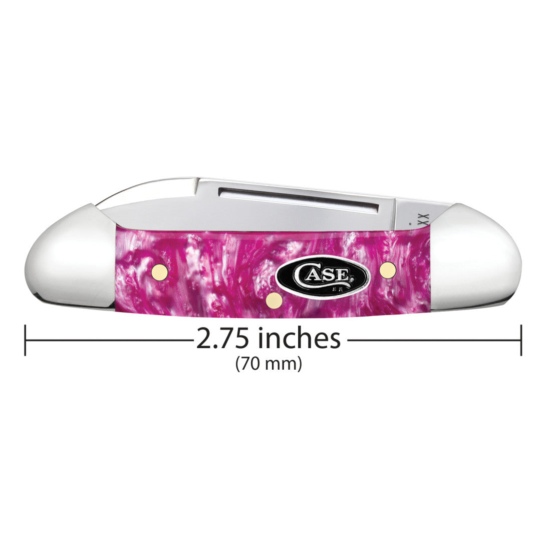 Smooth Pink Crackle Kirinite® Baby Butterbean Dimensions