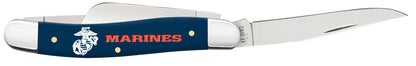 USMC® Embellished Navy Blue Synthetic Smooth Medium Stockman Gift Set Open