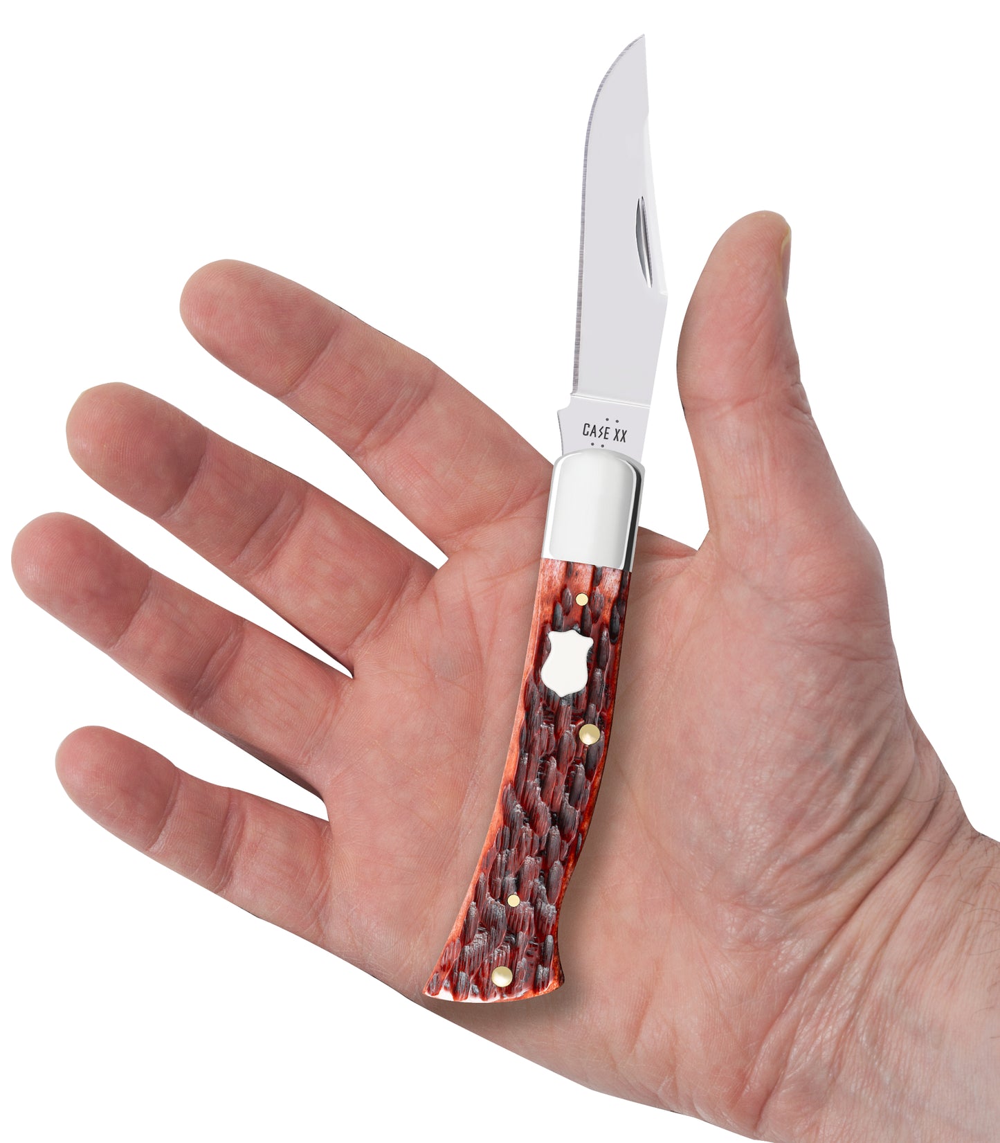 Pocket Worn Peach Seed Jig Mahogany Bone Case Axe Handle in Hand