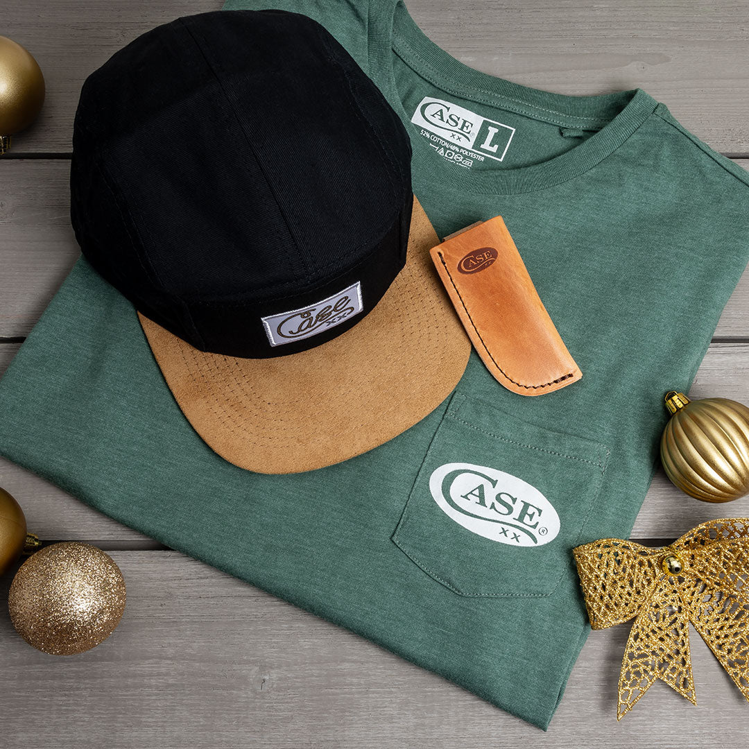 Case gear and accessories on holiday background.