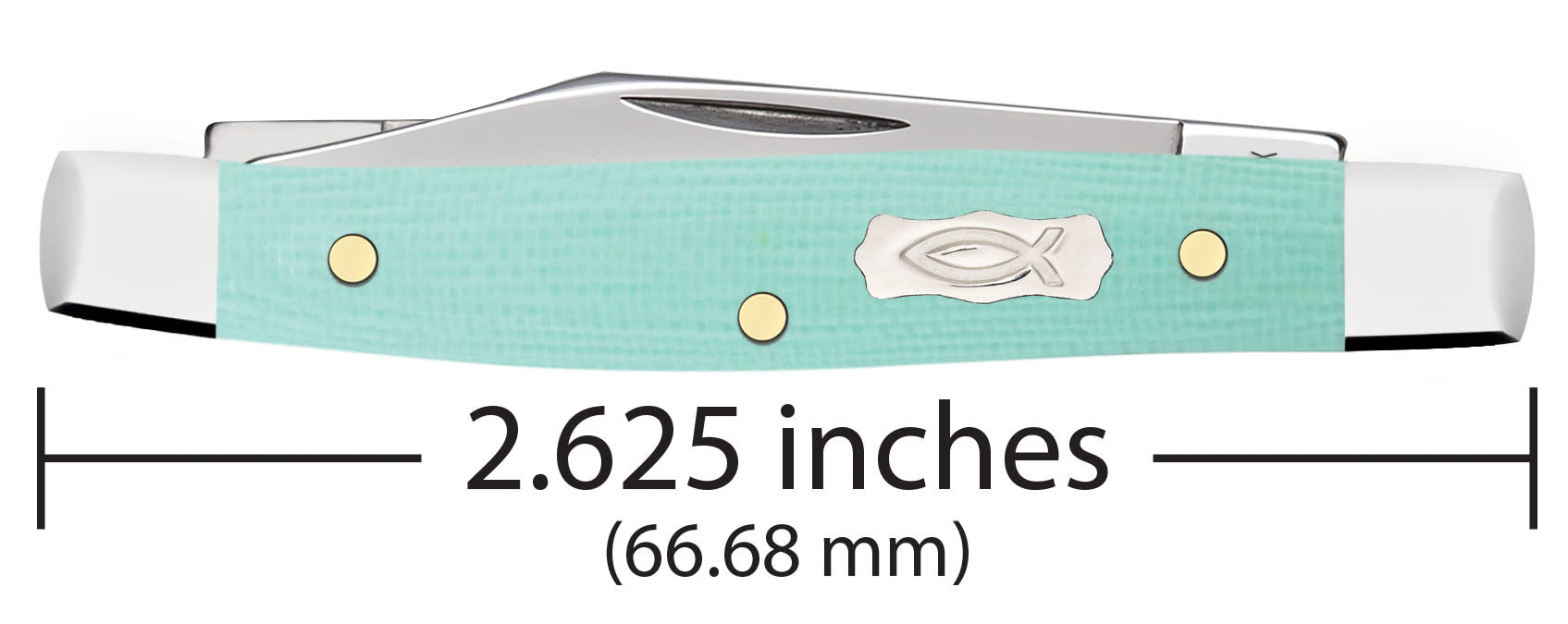 Smooth Seafoam Green G-10 Small Pen Dimensions