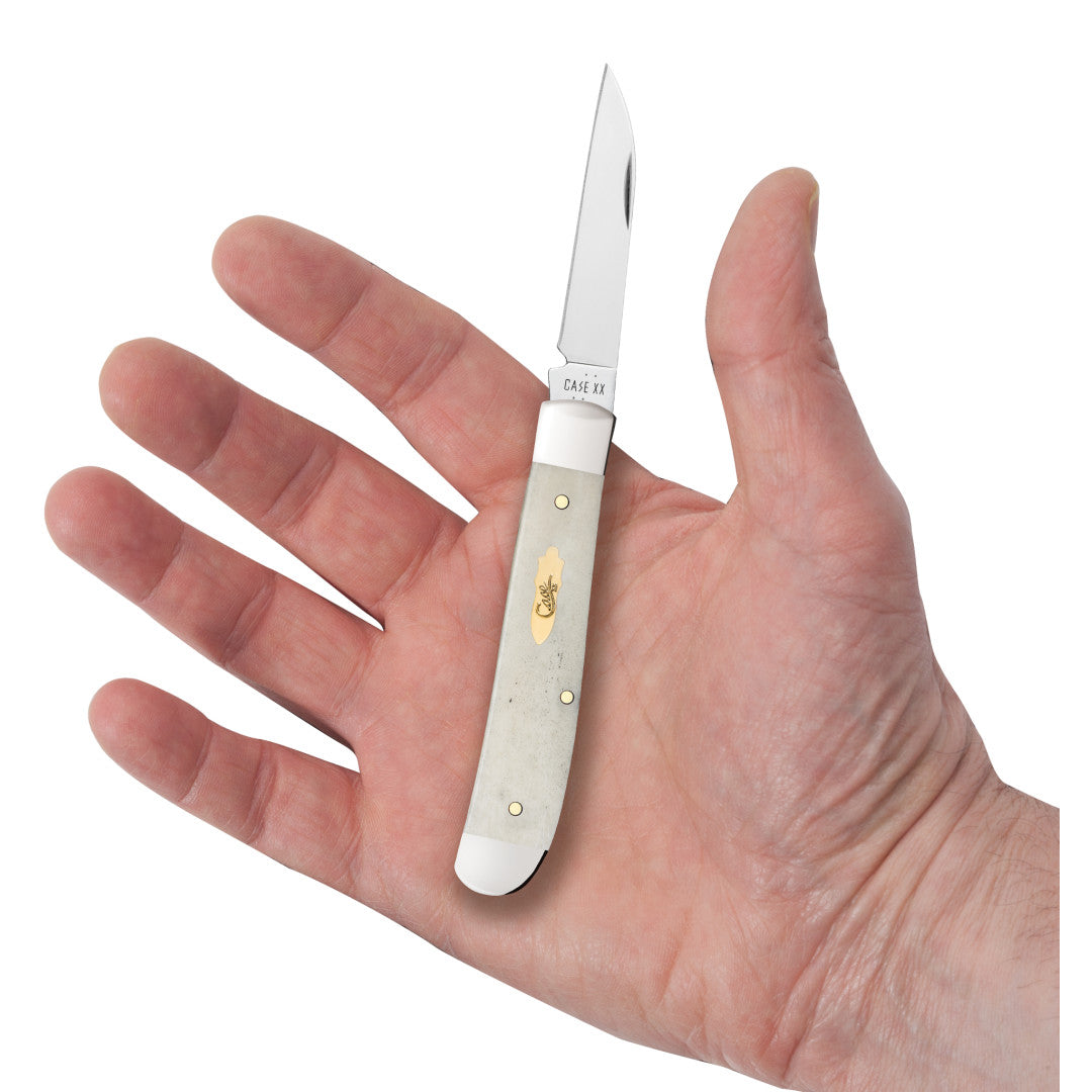 Smooth Natural Bone Mini Trapper - Brass Bomb Shield in Hand