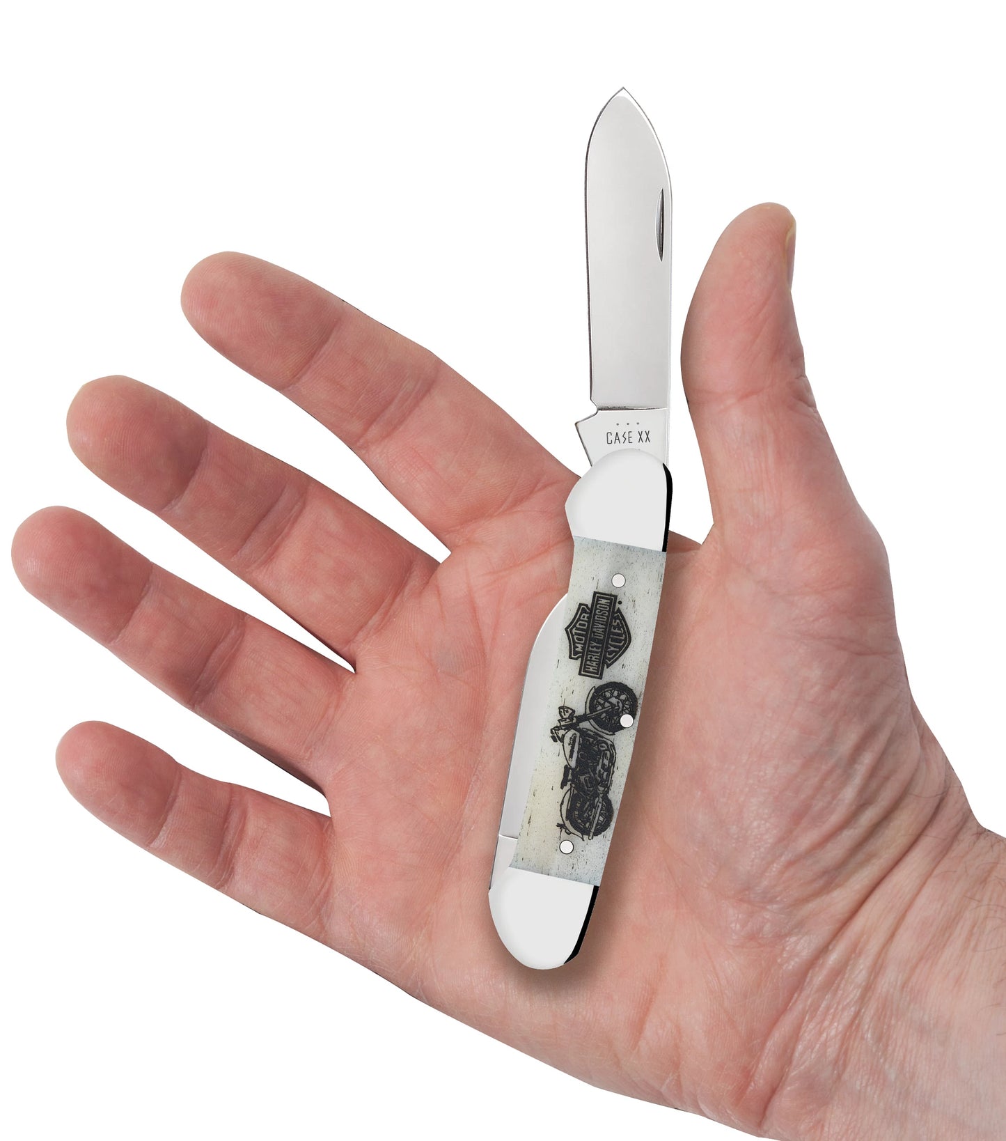 Harley Davidson® Embellished Smooth Natural Bone Canoe in Hand