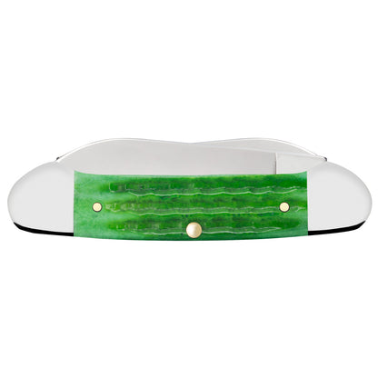Pocket Worn® Second Cut Jigged Bright Green Bone Canoe Closed