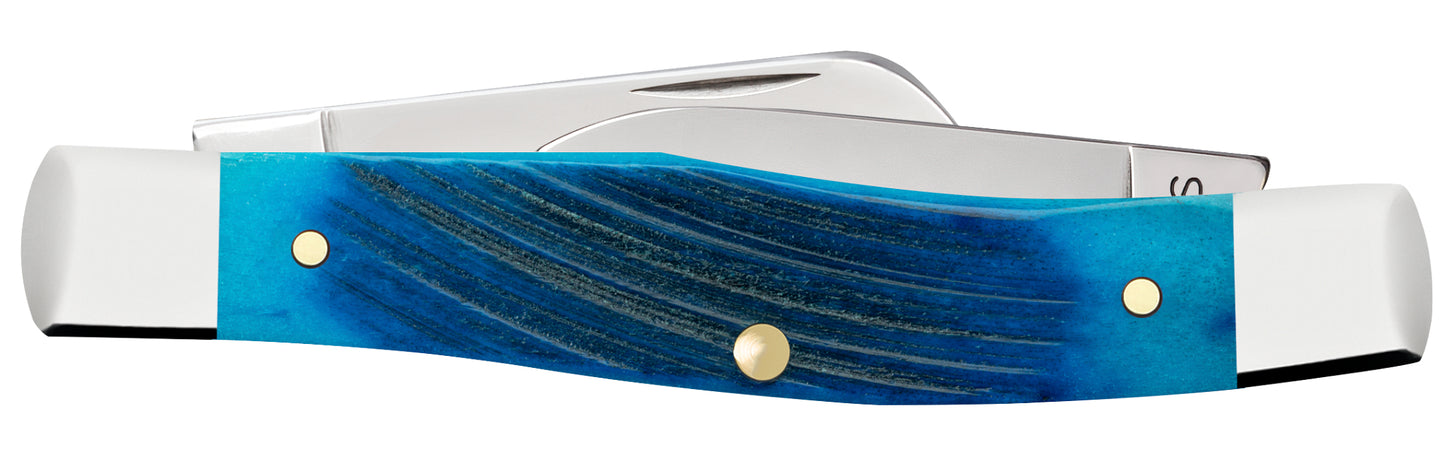 Sawcut Jigged Caribbean Blue Bone Medium Stockman '032 Closed