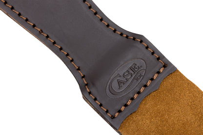 Close up of Leather Strop showing the embellished Case logo