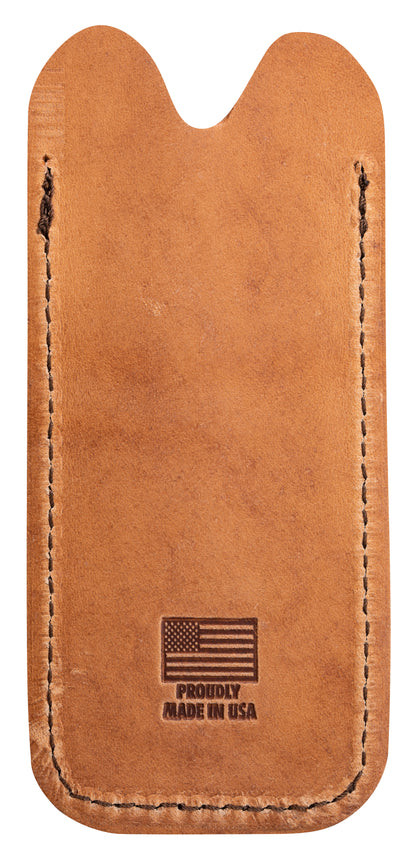 Genuine Brown Leather Knife Slip with Herringbone Design Back View