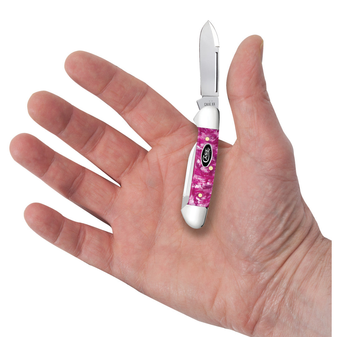 Smooth Pink Crackle Kirinite® Baby Butterbean in Hand