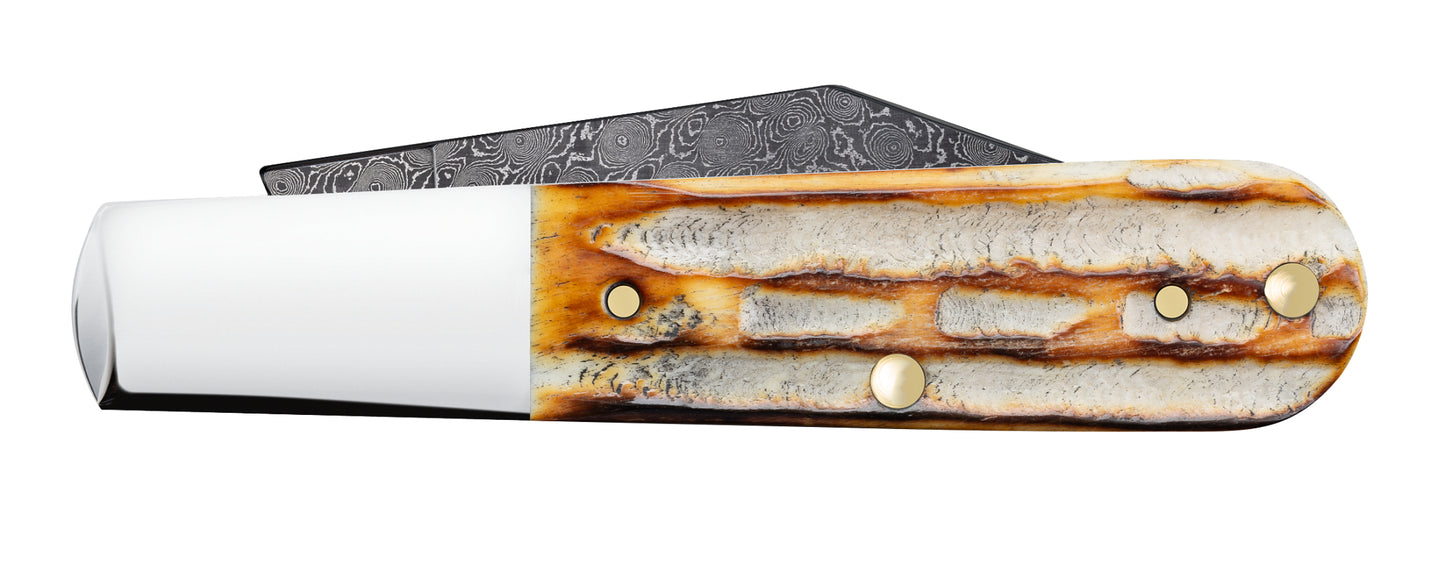 Deep Canyon Jigged Burnt Natural Bone Raindrop Damascus Barlow Closed