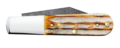 Deep Canyon Jigged Burnt Natural Bone Raindrop Damascus Barlow Closed