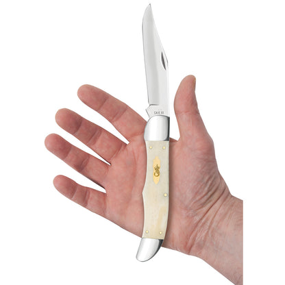 Smooth Natural Bone Folding Hunter - Brass Bomb Shield in Hand