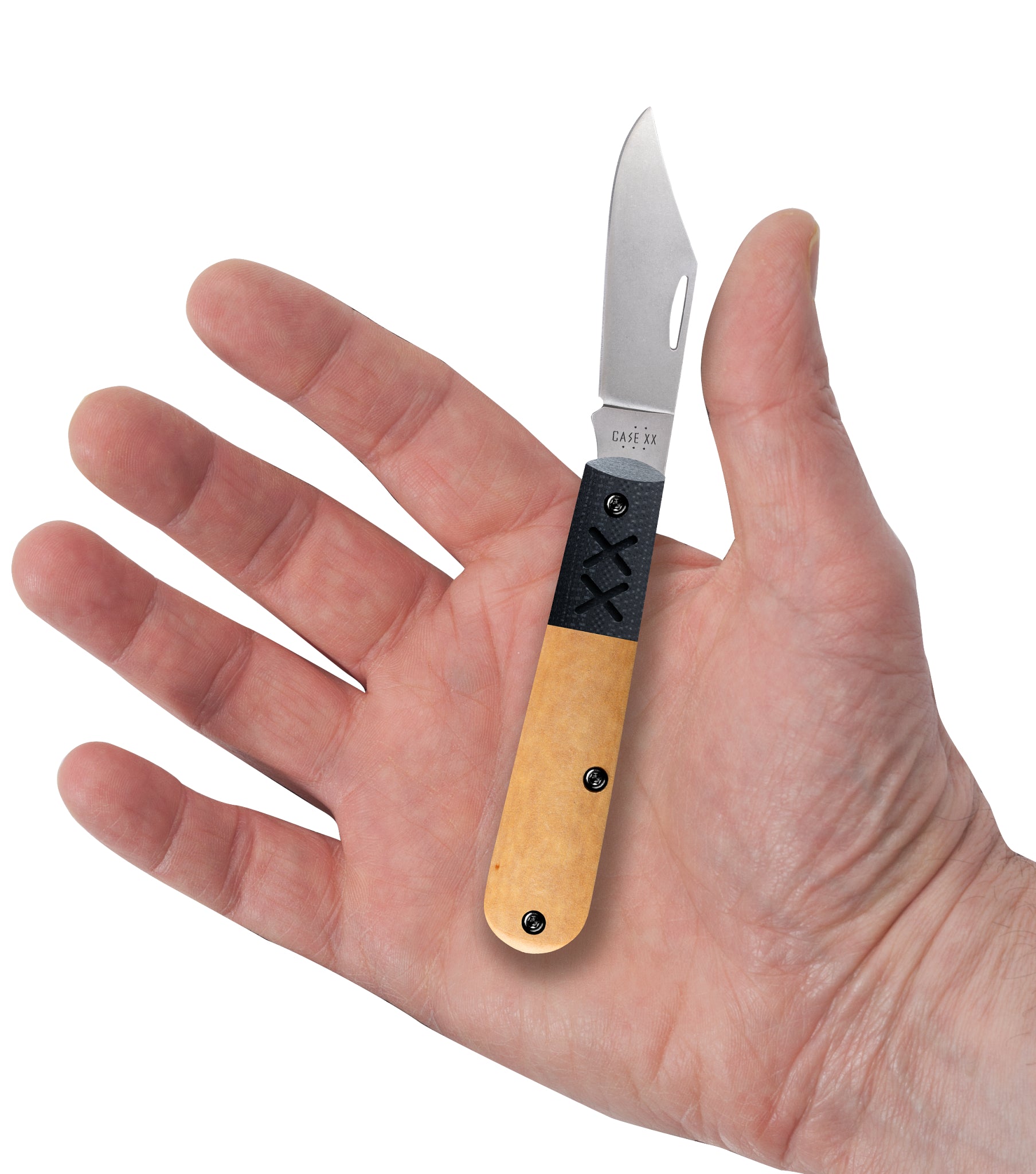 Crossroads Smooth Tan Richlite® w/Black G-10 XR Barlow  in Hand