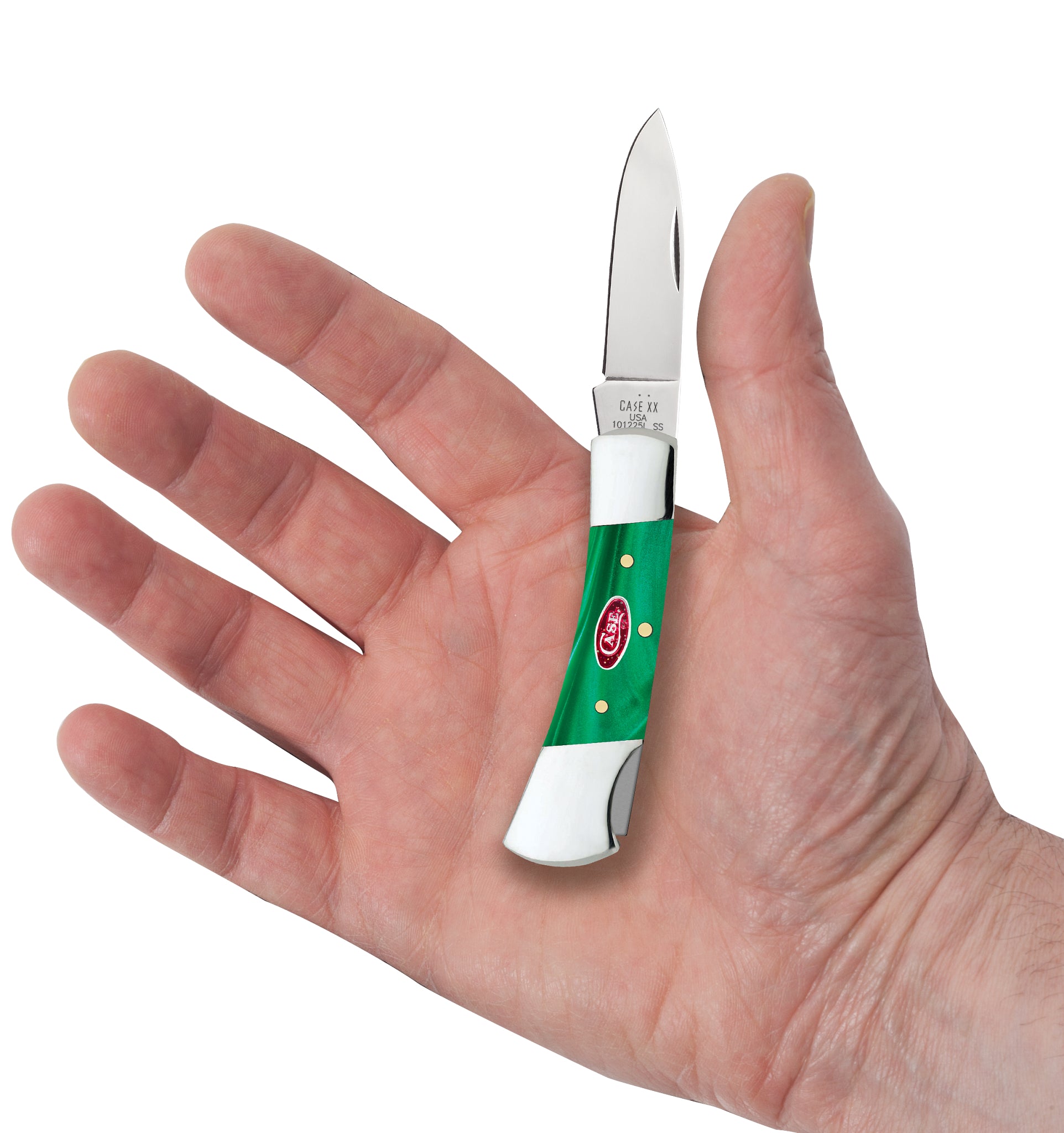 Smooth Green Pearl Kirinite® Lockback In Hand