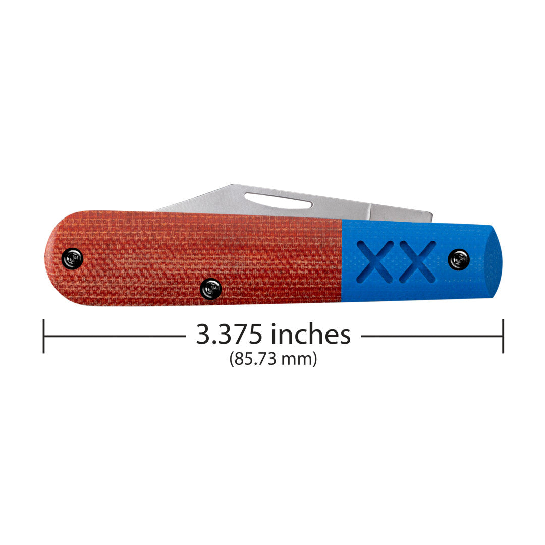 Crossroads Orange Canvas Laminate w/ Blue G-10 XR Barlow Dimensions