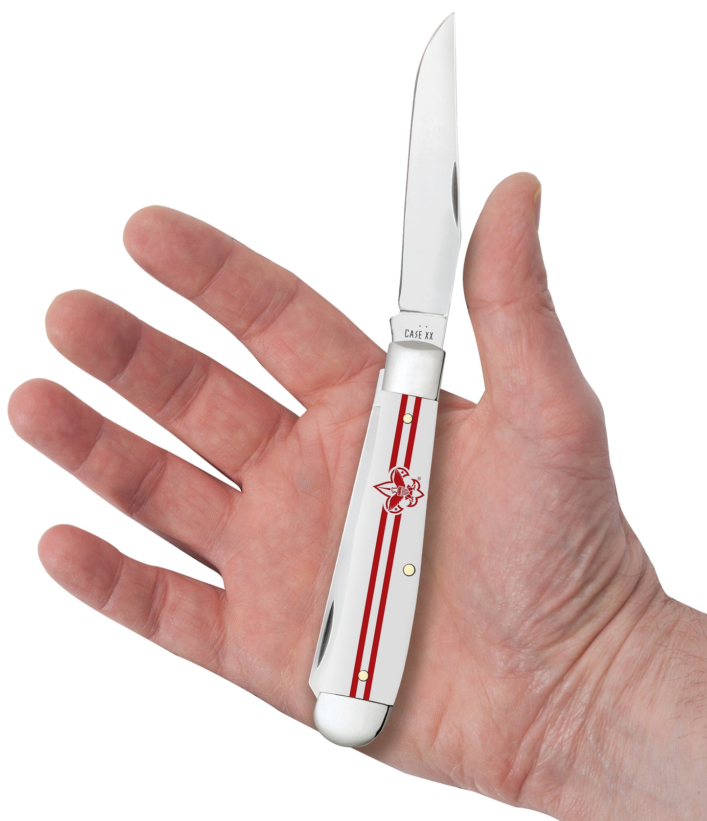 Scouting America Embellished Smooth White Synthetic Trapper in Hand