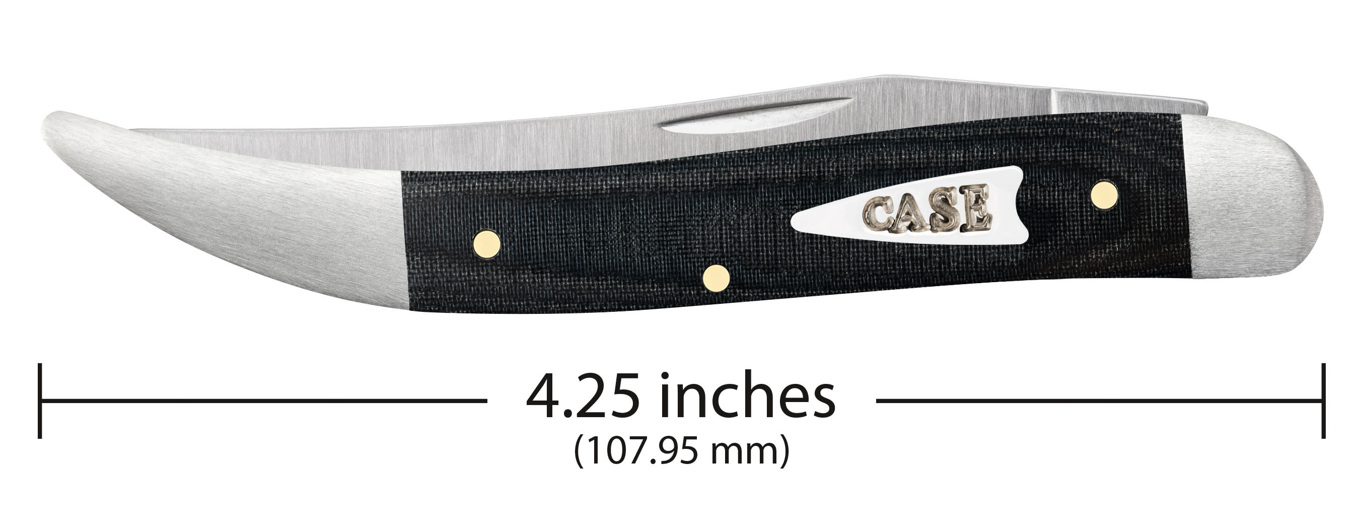 Smooth Black Micarta® Medium Texas Toothpick Knife Dimensions