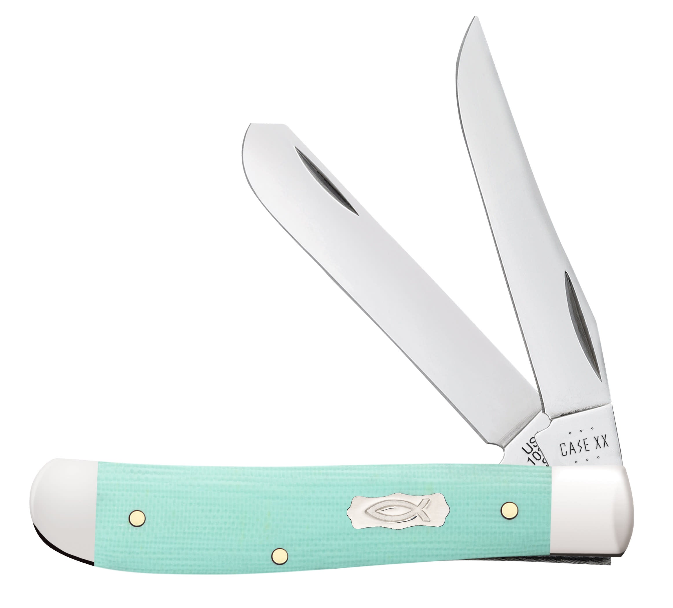 Smooth Seafoam Green G-10 Mini Trapper Front View