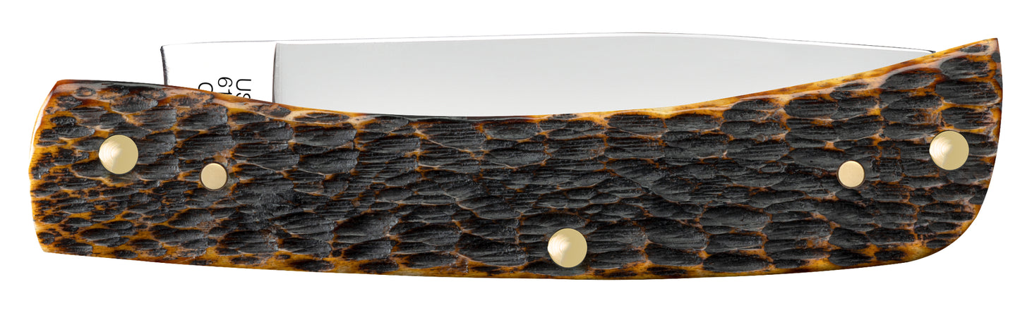 Rogers Jigged Burnt Amber Bone CS Sod Buster® Jr Closed