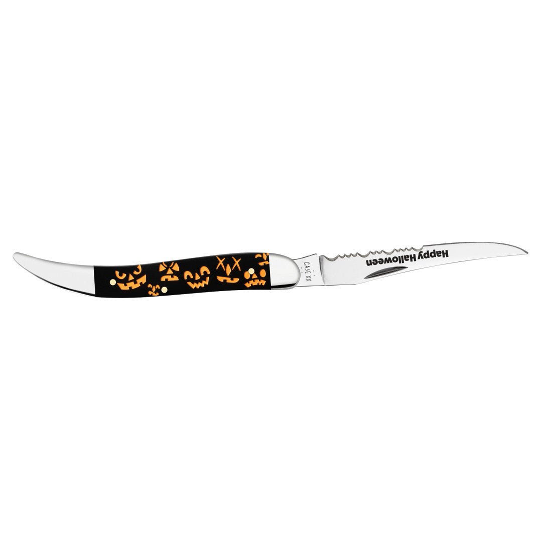 Halloween Jack-o-Lantern Smooth Black Synthetic Medium Texas Toothpick Open