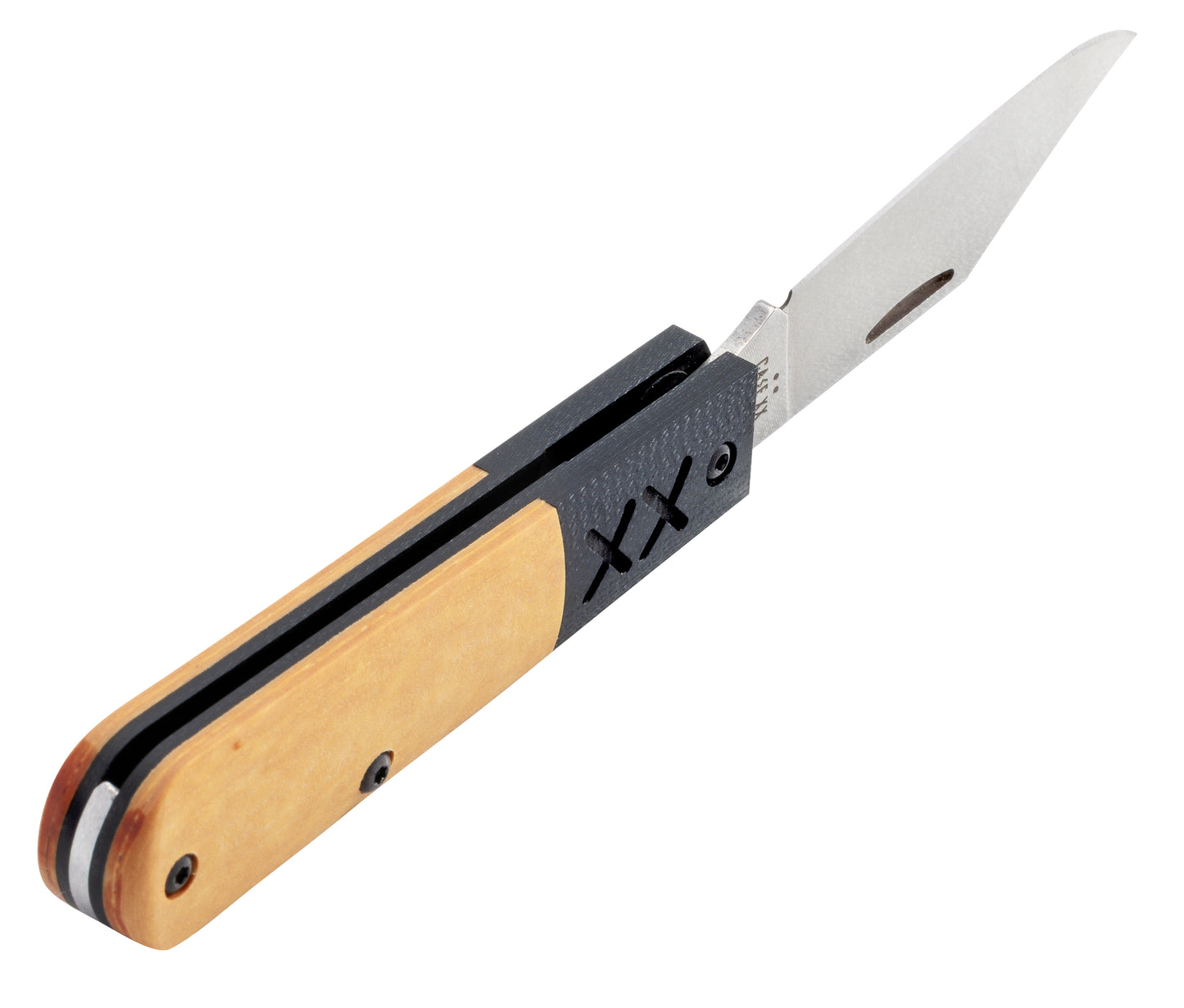Crossroads Smooth Tan Richlite® w/Black G-10 XR Barlow  Angled Open Shot