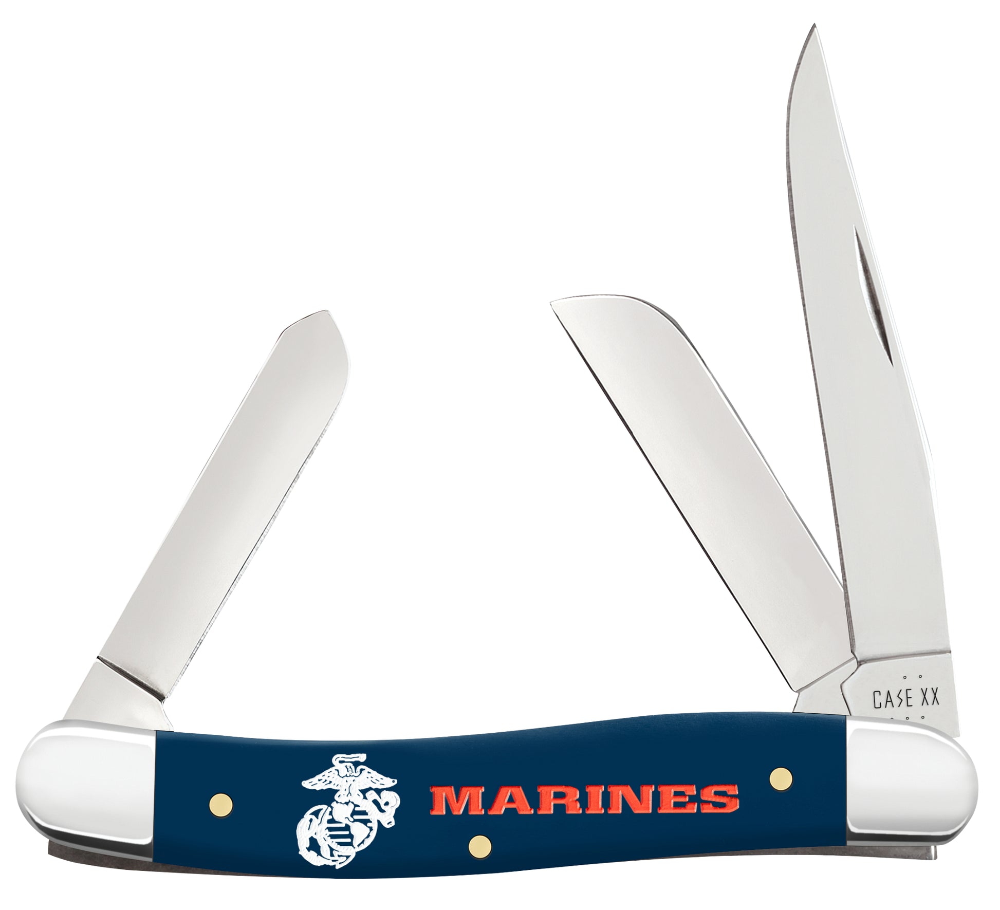 USMC® Embellished Navy Blue Synthetic Smooth Medium Stockman Gift Set Front View