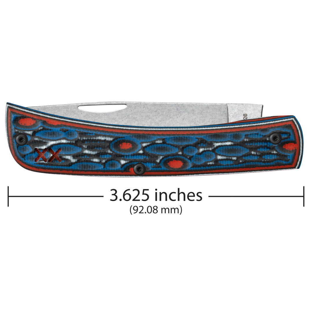 Crossroads™ Fossil Jig Sonic Blast Multi Cut w/ Current Red G-10 XR Sod Buster® Jr Dimensions
