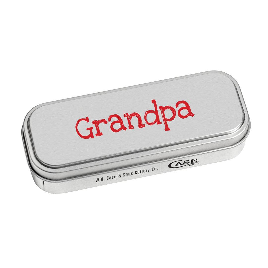 Grandpa - Smooth Dark Red Bone Trapper w/Tin Gift Tin