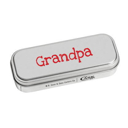 Grandpa - Smooth Dark Red Bone Trapper w/Tin Gift Tin