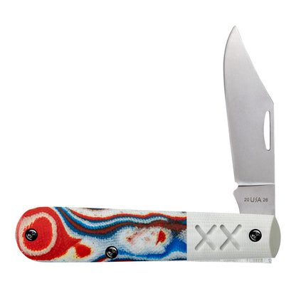 Crossroads™ Smooth Red/White/Blue Burl G-10 w/ White G-10 Barlow Front View