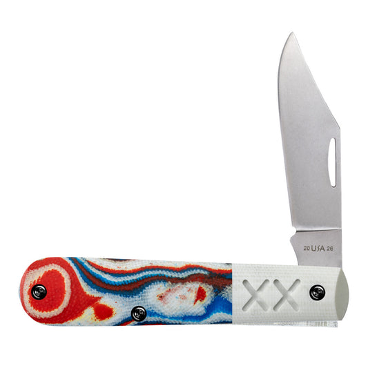 Crossroads™ Smooth Red/White/Blue Burl G-10 w/ White G-10 Barlow Front View