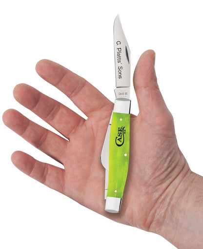 C. Platts' Sons - Smooth Lime Green Bone Large Stockman 6375 SS in Hand