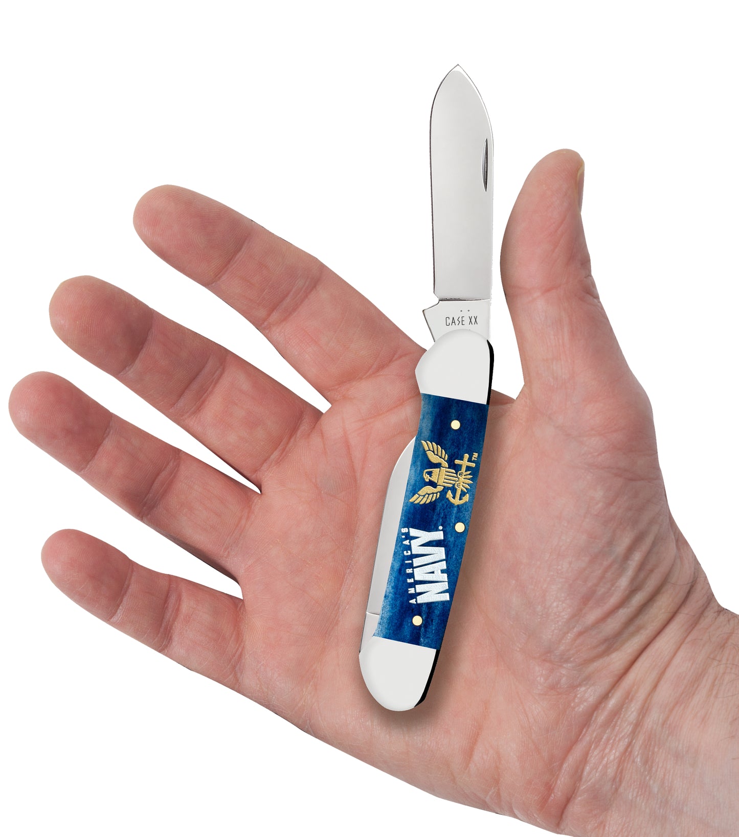 US Navy® Embellished  Smooth Navy Blue Bone Canoe in Hand