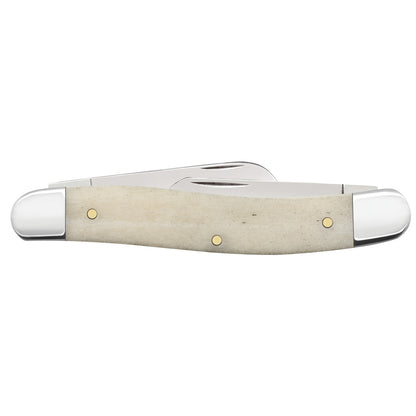 Smooth Natural Bone Medium Stockman - Brass Bomb Shield Closed