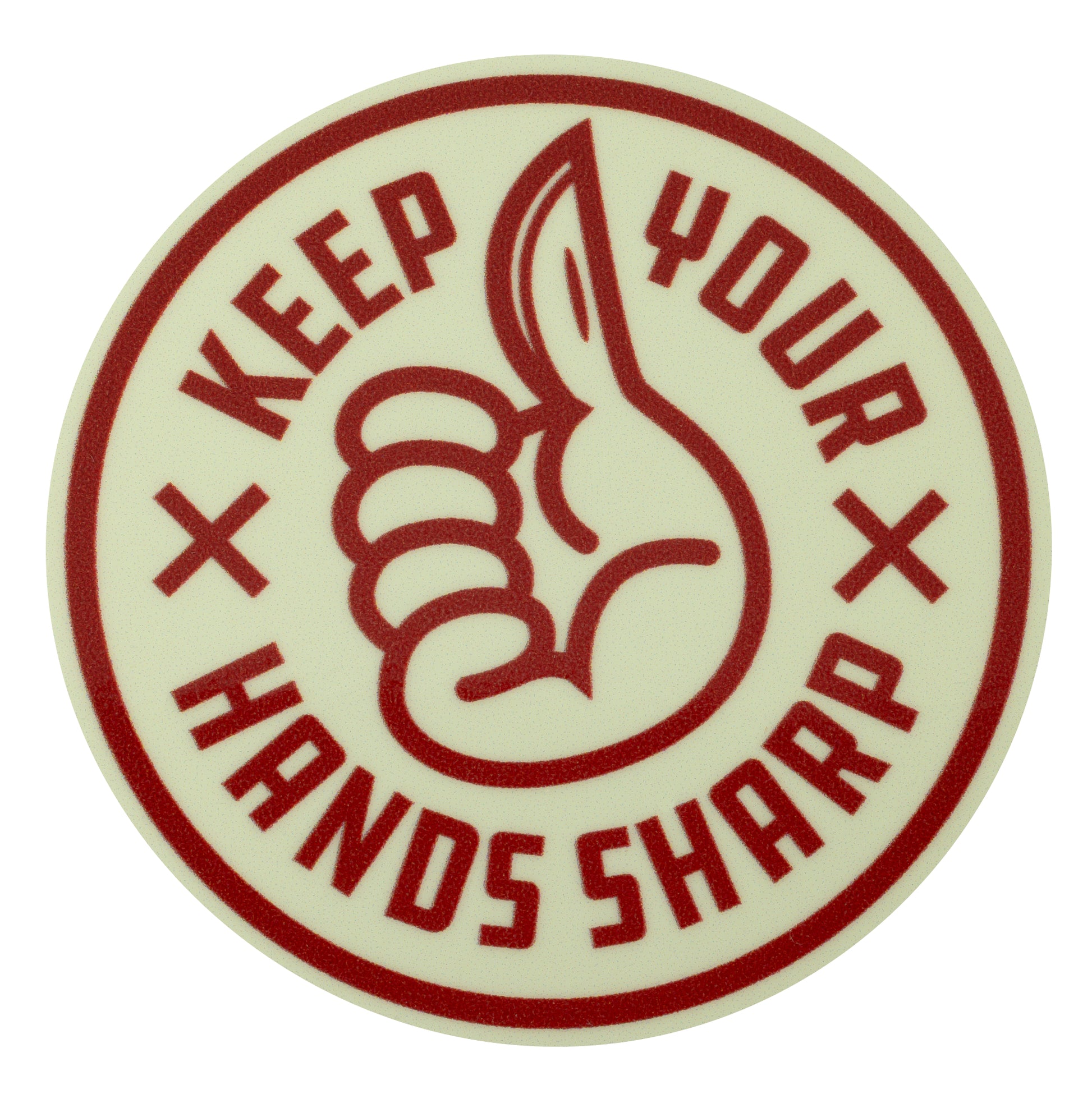 "Hands Sharp" sticker from the Set of 6 Case Sticker Pack