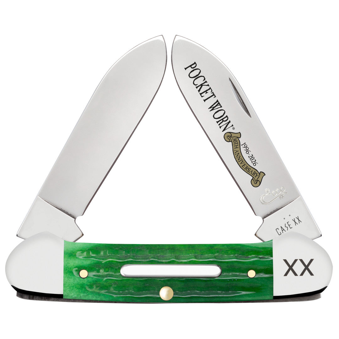 Pocket Worn® Second Cut Jigged Bright Green Bone Canoe Front View