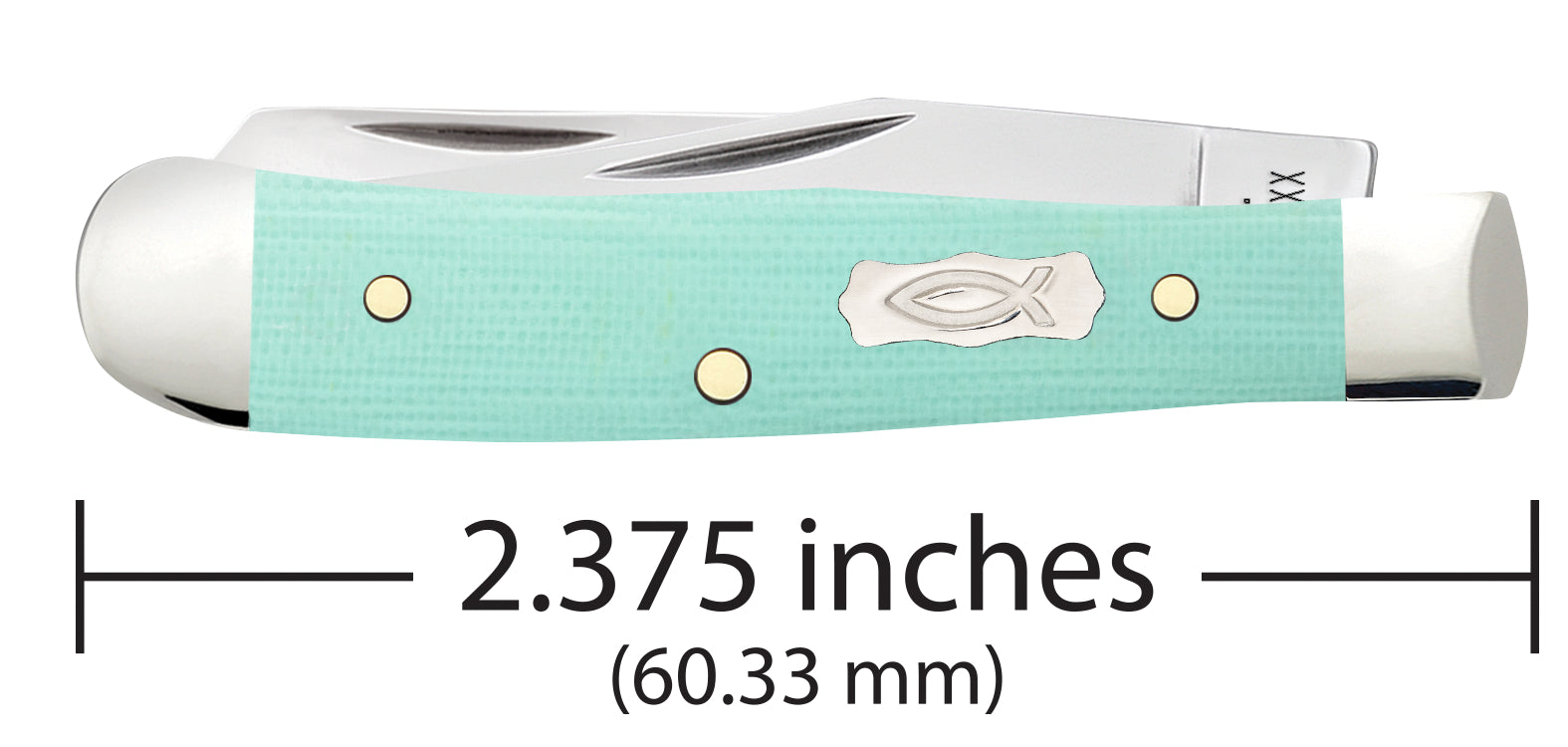 Smooth Seafoam Green G-10 Tiny Trapper Dimensions