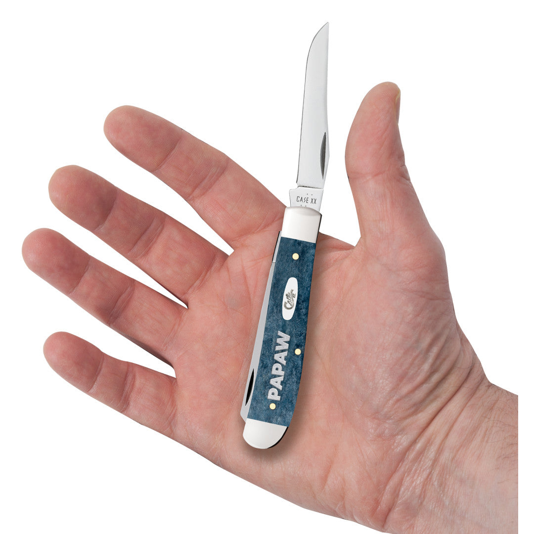 Papaw - Smooth Mediterranean Blue Bone Mini Trapper w/Tin in Hand