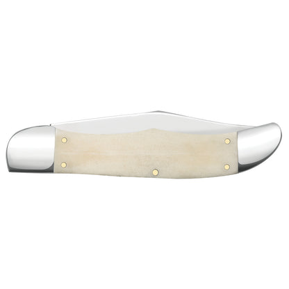 Smooth Natural Bone Folding Hunter - Brass Bomb Shield Closed