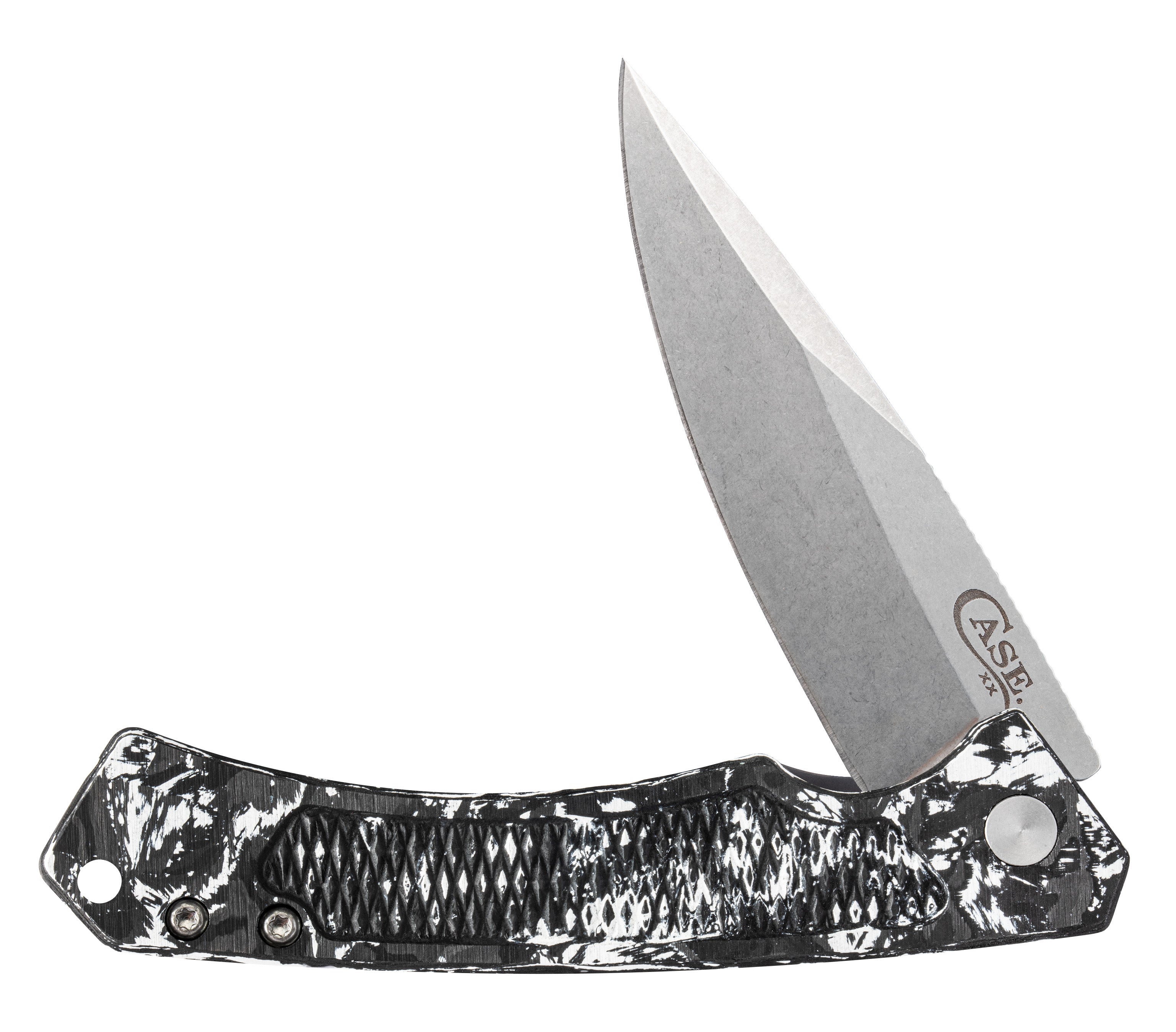 White and Black Marbled Carbon Fiber Marilla® Front View