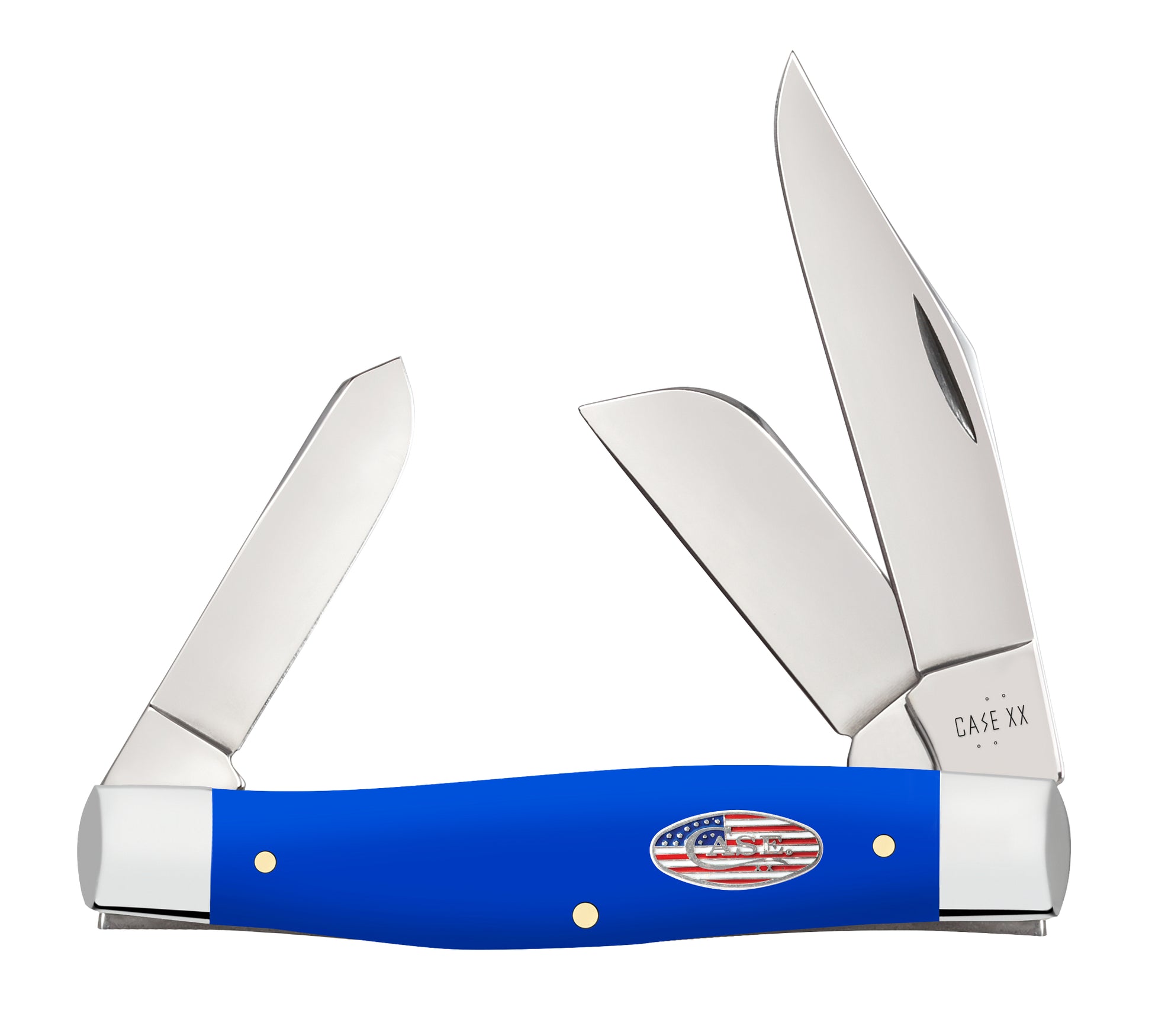 Royal Blue Synthetic Smooth Large Stockman Front View