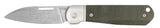 Smooth OD Green Canvas Micarta® Highbanks™ Open Front View 