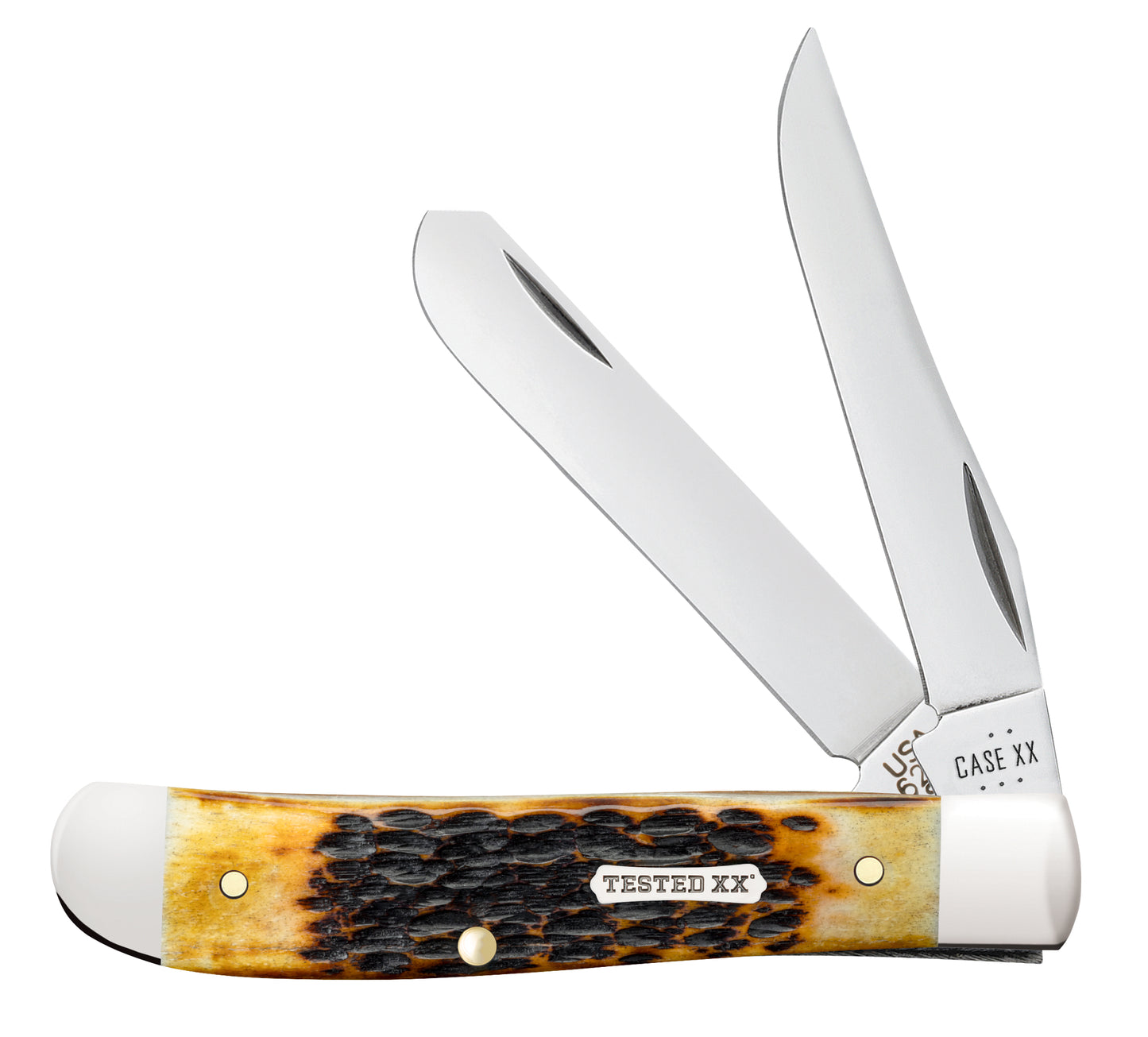 Rogers Jigged Burnt Amber Bone CS Mini Trapper Front View