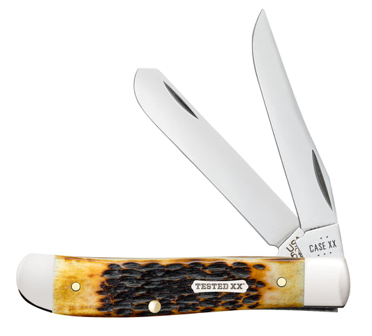 Rogers Jigged Burnt Amber Bone CS Mini Trapper Front View