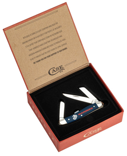 USMC® Embellished Navy Blue Synthetic Smooth Medium Stockman Gift Set in Packaging with Lid Open