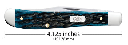 Pocket Worn® Peach Seed Jigged Mediterranean Blue Bone Slimline Trapper Dimensions