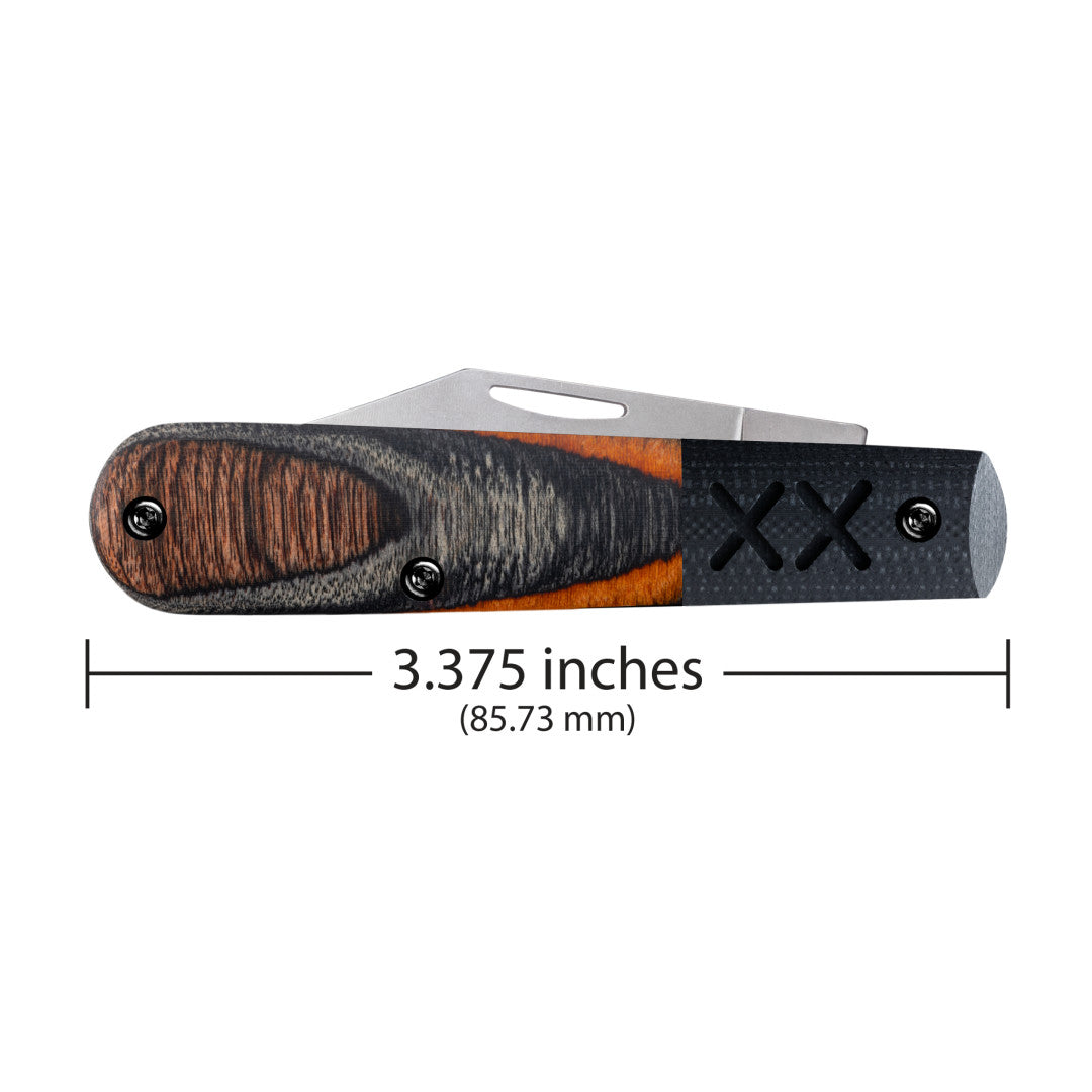 Crossroads™ Sloped Ember Glow DymaLux Wood w/ Black G-10 XR Barlow Dimensions